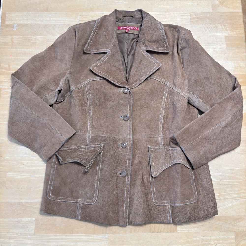 Jennyfer J Women's Jacket Vintage Brown Leather Suede Western Button Up Size 3X